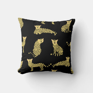 Leopard-Muster: schwarzer Hintergrund Gepard Kissen