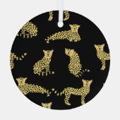Leopard-Muster: Schwarzer Hintergrund Gepard Ornament Aus Glas (Rückseite)