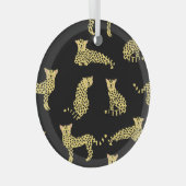 Leopard-Muster: Schwarzer Hintergrund Gepard Ornament Aus Glas (Vorderseite Rechts)
