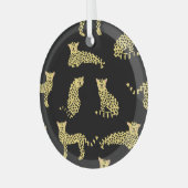Leopard-Muster: Schwarzer Hintergrund Gepard Ornament Aus Glas (Vorderseite links)