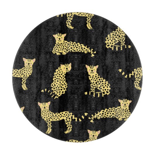 Leopard-Muster: Schwarzer Hintergrund Gepard Schneidebrett (Vorderseite)