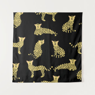 Leopard-Muster: Schwarzer Hintergrund Gepard Wandteppich