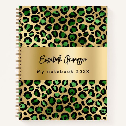 Leopard-Muster Smaragdgoldene Bezeichnung Notizblock (Vorderseite)
