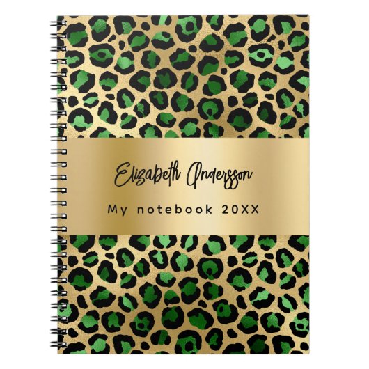 Leopard-Muster Smaragdgoldene Bezeichnung Notizblock (Vorderseite)