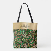 Leopard-Muster - Smaragdgrüne Goldsignatur Tasche (Rückseite)