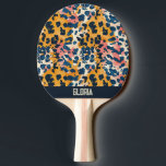 Leopard Muster Tischtennis Schläger<br><div class="desc">Dies ist ein Leopard-Muster-basiertes Paddeldesign mit einem anpassbaren Namensbereich.</div>
