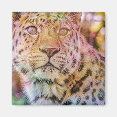 Leopard Nah-up-Foto Magnet (Vorne)