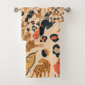 Leopard Nature Botanical Animal Print Muster Badhandtuch Set (Insitu)