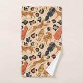 Leopard Nature Botanical Animal Print Muster Badhandtuch Set (Handtuch)