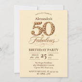 Leopard Neutral 50 & Fabulous Geburtstag Einladung (Vorderseite)