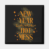 Leopard New Year Same Hot Mess New Year's Eve Reso Magnet (Vorne)
