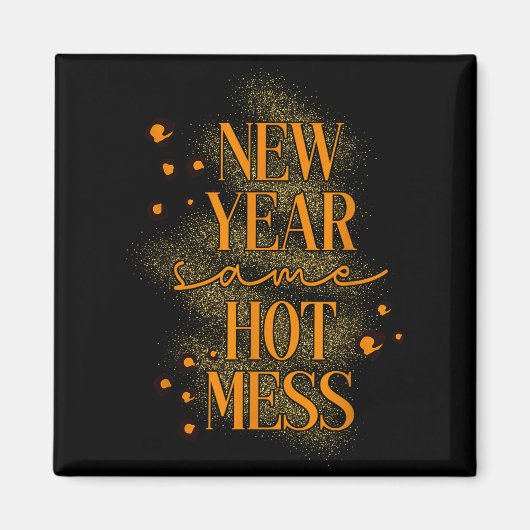 Leopard New Year Same Hot Mess New Year's Eve Reso Magnet (Vorne)