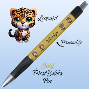 Leopard, Niedliche, einzigartige whimsical Cat Gra Kugelschreiber