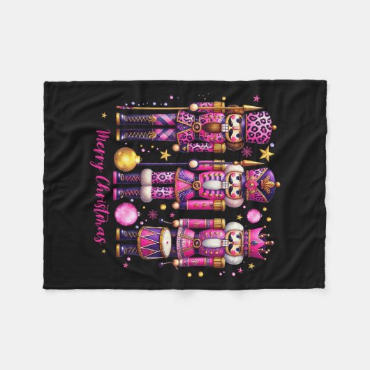 Leopard Nutcracker Nk Christmas 2024 Xmas Pajamas  Fleecedecke (Vorderseite (Horizontal))