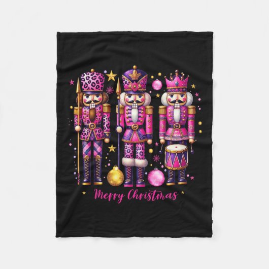 Leopard Nutcracker Pink Weihnachten 2024 Weihnacht Fleecedecke (Vorderseite)