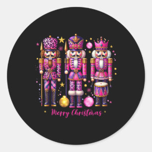 Leopard Nutcracker Pink Weihnachten 2024 Weihnacht Runder Aufkleber