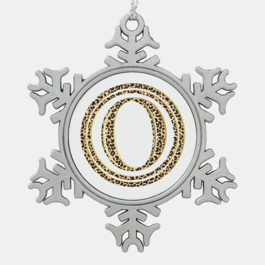 Leopard O Schneeflocken Zinn-Ornament (Vorderseite)