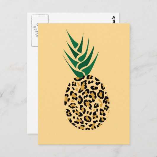 Leopard oder Ananas? Witziges Illustrationsbild Postkarte (Vorne/Hinten)