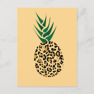 Leopard oder Ananas? Witziges Illustrationsbild Postkarte