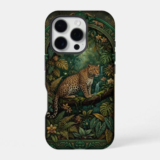 Leopard on Branch Jungle | iPhone 16 Pro Case Hülle (Rückseite)