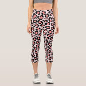 Leopard Orange Black Beige Capri Leggings (Vorderseite)