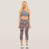 Leopard Orange Black Beige Capri Leggings (Vorderseite)