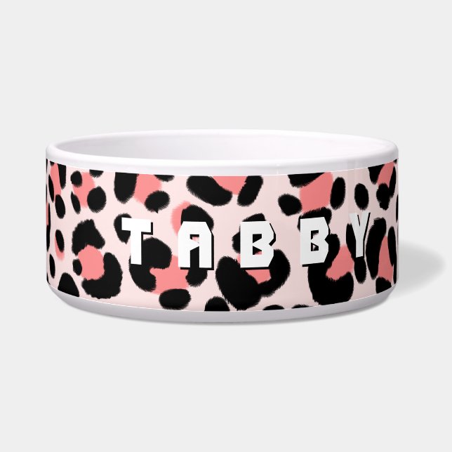 Leopard Orange Black Beige Personalisiert Napf (Rechts)