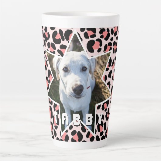 Leopard Orange Black Foto Personalisiert Milchtasse (Vorderseite)