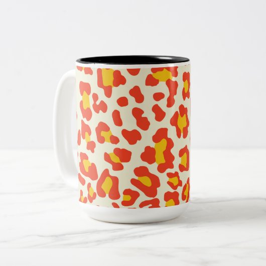 Leopard, orange, gelb, weiß zweifarbige tasse (Vorderseite Links)