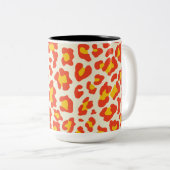 Leopard, orange, gelb, weiß zweifarbige tasse (VorderseiteRechts)