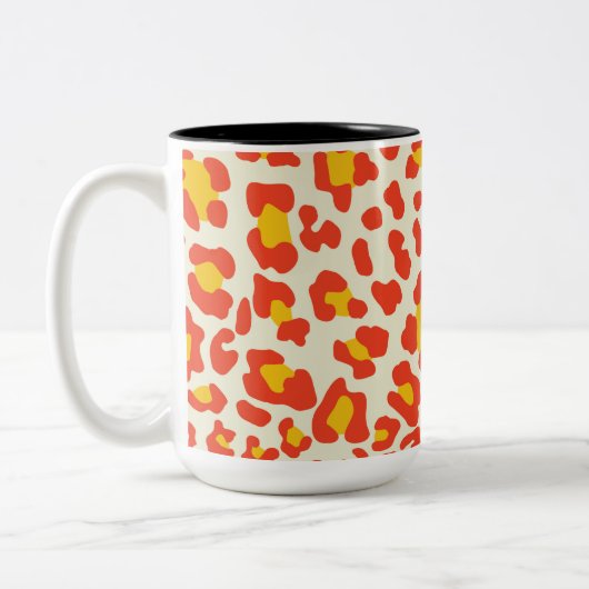 Leopard, orange, gelb, weiß zweifarbige tasse (Links)