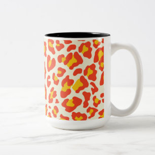 Leopard, orange, gelb, weiß zweifarbige tasse