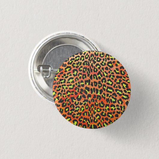 Leopard Orange und Gelb Button (Vorne & Hinten)