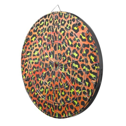 Leopard Orange und Gelb Dartscheibe (Vorderseite rechts)