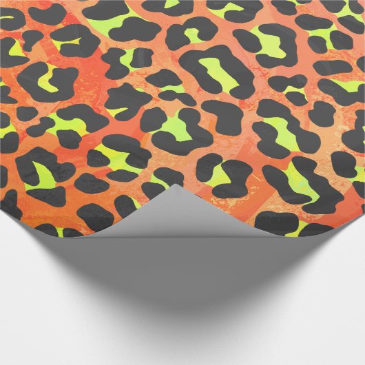Leopard Orange und Gelb Geschenkpapier (Ecke)