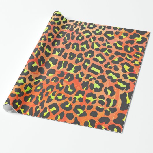 Leopard Orange und Gelb Geschenkpapier (Ungerollt)