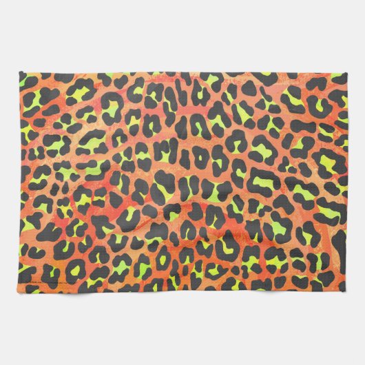 Leopard Orange und Gelb Handtuch (Horizontal)