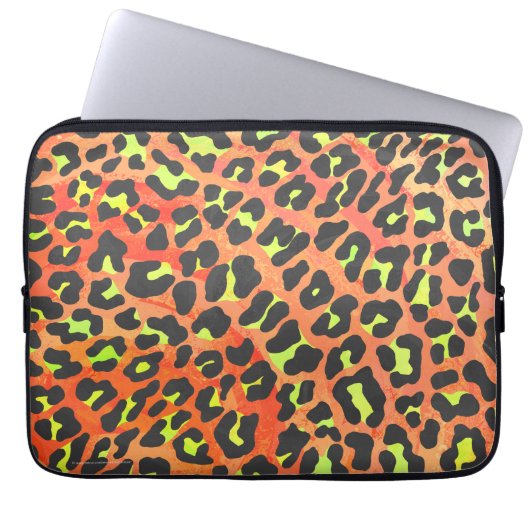 Leopard Orange und Gelb Laptopschutzhülle (Vorderseite)