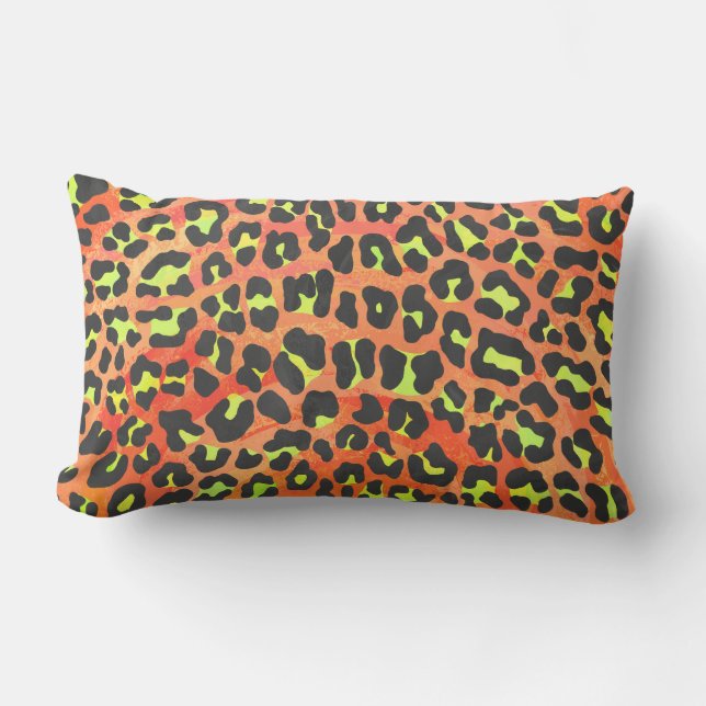 Leopard Orange und Gelb Lendenkissen (Vorderseite)