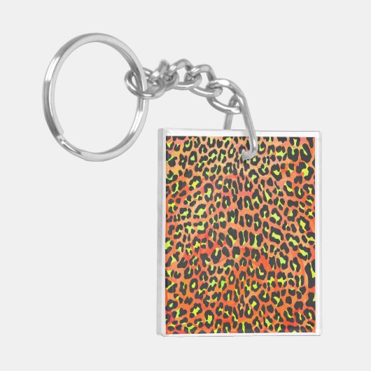 Leopard Orange und Gelb Schlüsselanhänger (Vorderseite links)