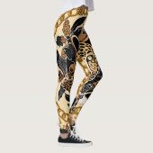 Leopard Orchids tropisches nahtloses Muster Leggings (Rechts)