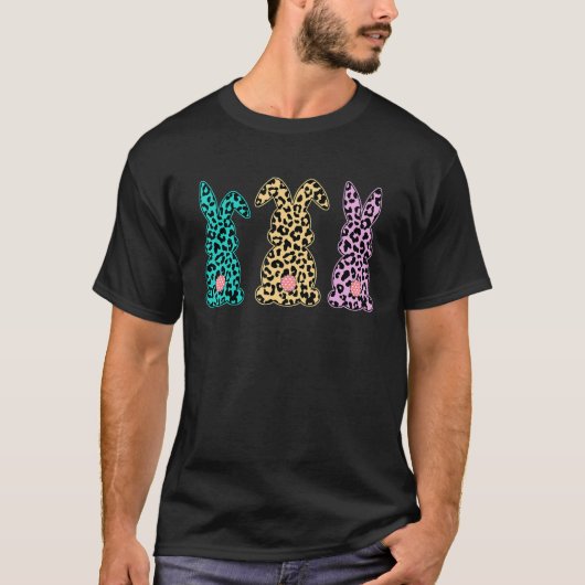 Leopard Osterbunny Ostertag Rabbit Trio T-Shirt (Vorderseite)