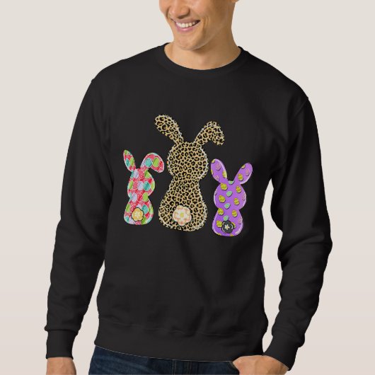 Leopard Ostereier Bunny Rabbit Trio Niedliche Frau Sweatshirt (Vorderseite)