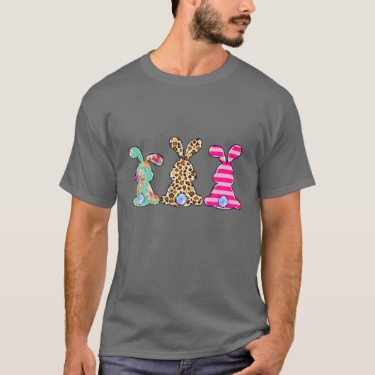 Leopard Osterfest Bunny Rabbit Trio Funny Happy Ea T-Shirt (Vorderseite)