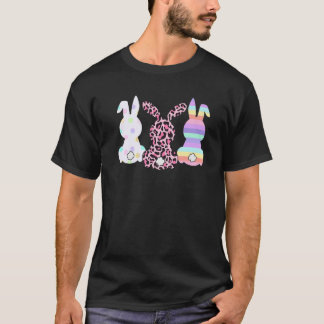 Leopard Osterfest Bunny Rabbit Trio Niedlich Happy T-Shirt
