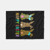 Leopard Ostern Kaninchen Trio Niedlich Ostern Tag Fleecedecke (Vorderseite (Horizontal))