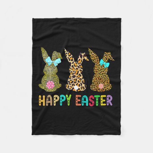 Leopard Ostern Kaninchen Trio Niedlich Ostern Tag Fleecedecke (Vorderseite)