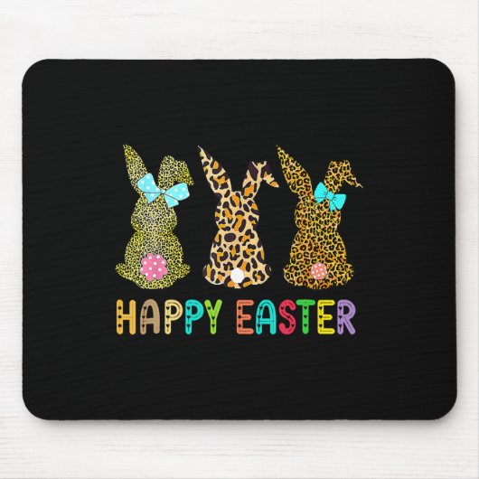Leopard Ostern Kaninchen Trio Niedlich Ostern Tag Mousepad (Vorne)