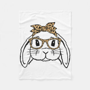 Leopard Ostertag Hase Gesicht Sonnenbrille Ostern  Fleecedecke
