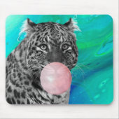 Leopard Panther Schwarz-weiß Pink Blase Blauer Blä Mousepad (Vorne)